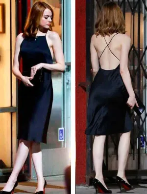 Emma Stone as Mia Black Criss Cross Back Dress Prom Dress in La La Land