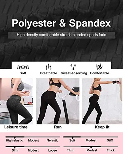 FIGKICKSEN High Waisted Butt Lifting Leggings for Women Anti Cellulite Scrunch Tummy Control Workout Sexy Yoga Pants Black