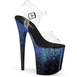 FLAMINGO-808SS  Clear/Black-Blue Multi Glitter