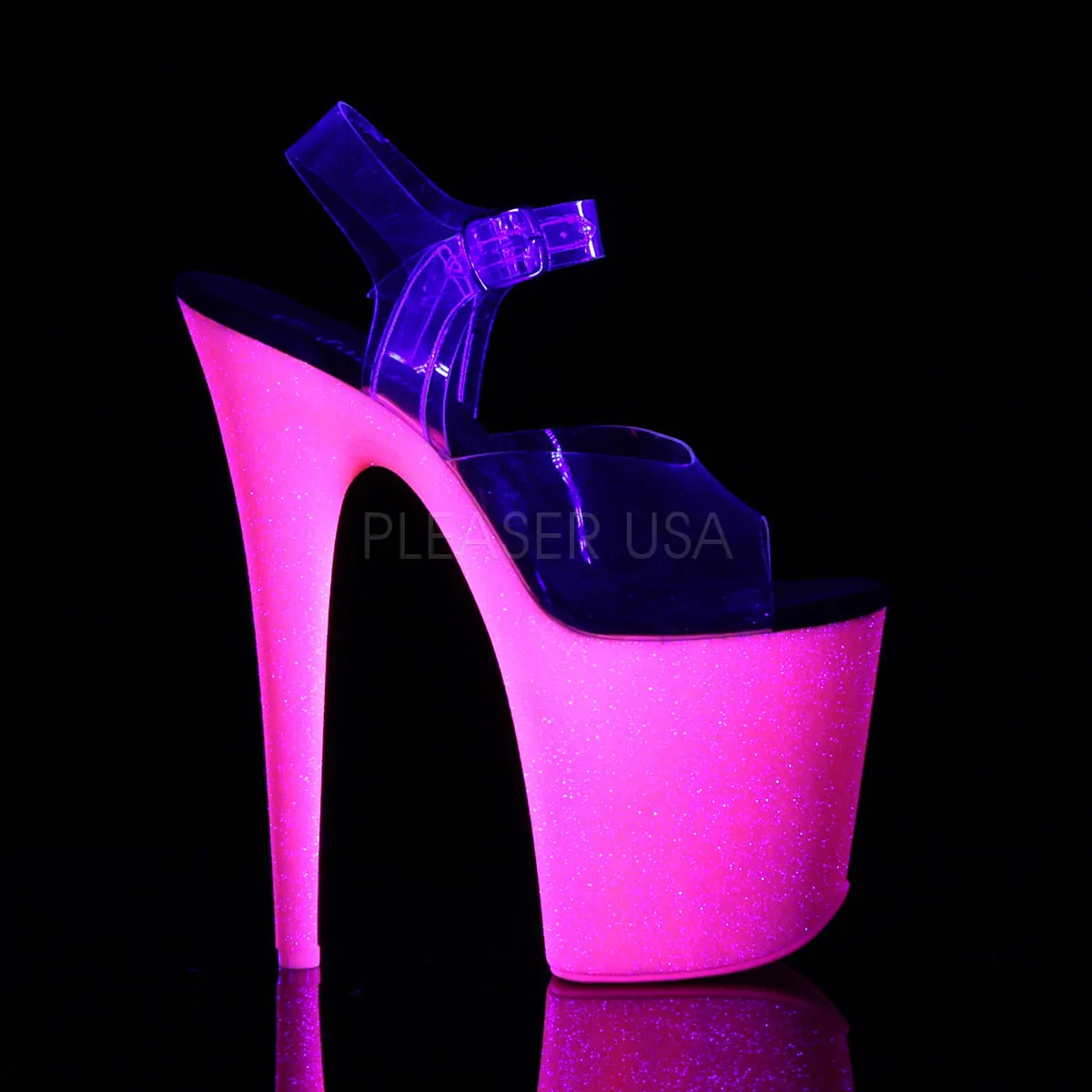 FLAMINGO-808UVG  Clear/Neon Hot Pink Glitter