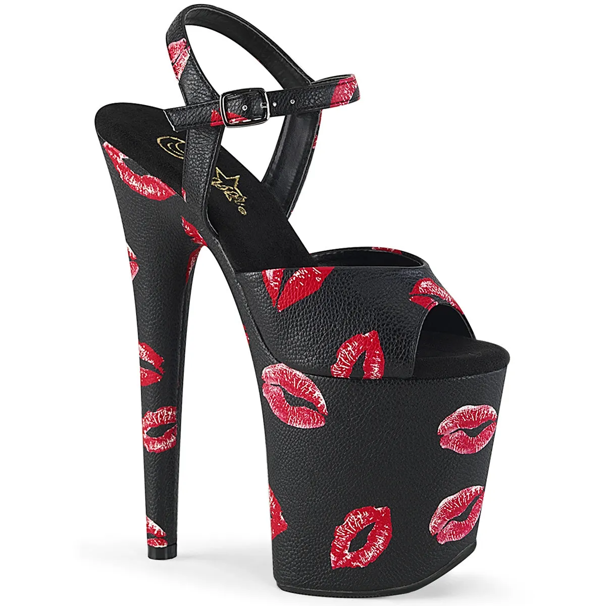FLAMINGO-809 KISSES  Black Faux Leather/Black Faux Leather
