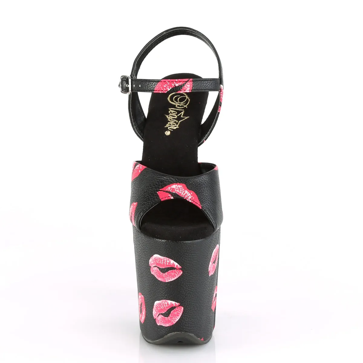 FLAMINGO-809 KISSES  Black Faux Leather/Black Faux Leather