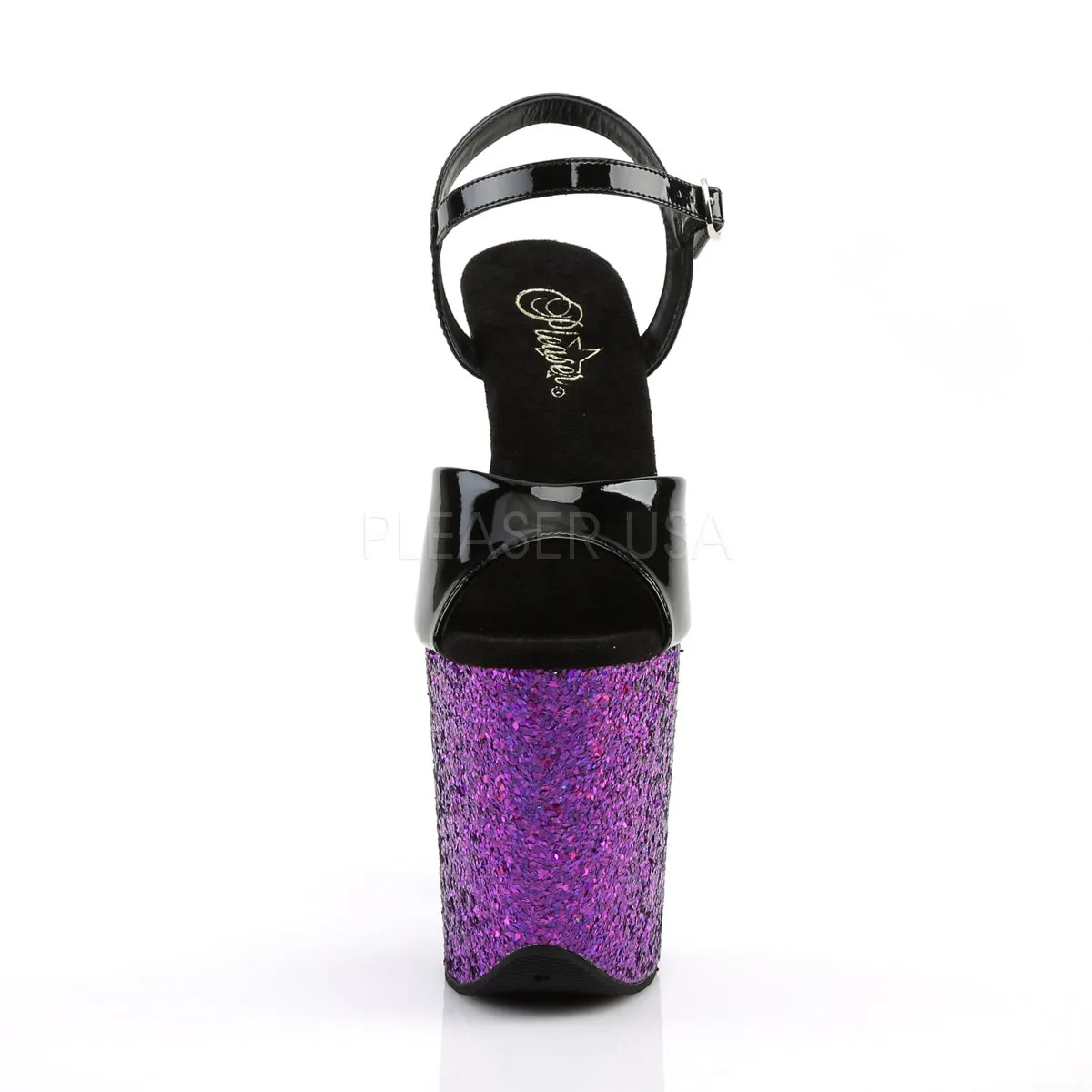 FLAMINGO-809LG  Black Patent/Purple Multi Glitter