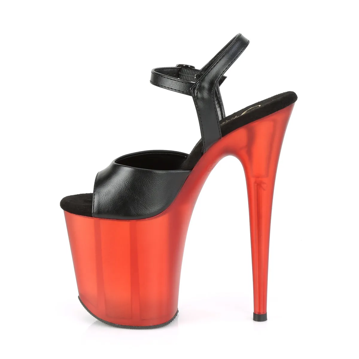 FLAMINGO-809T  Black Faux Leather/Frosted Red