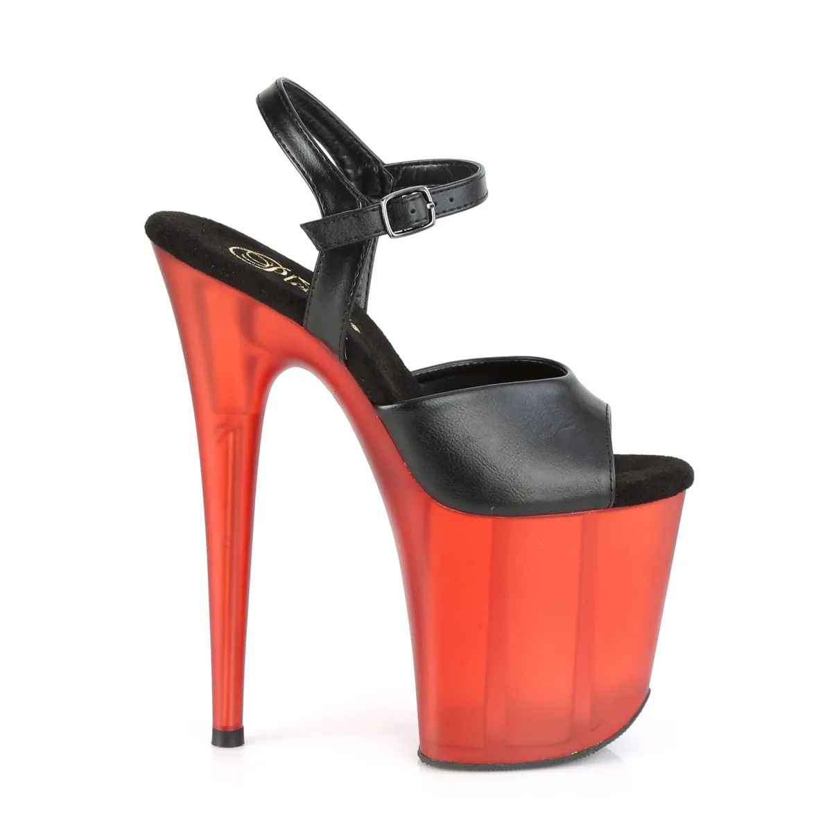 FLAMINGO-809T  Black Faux Leather/Frosted Red