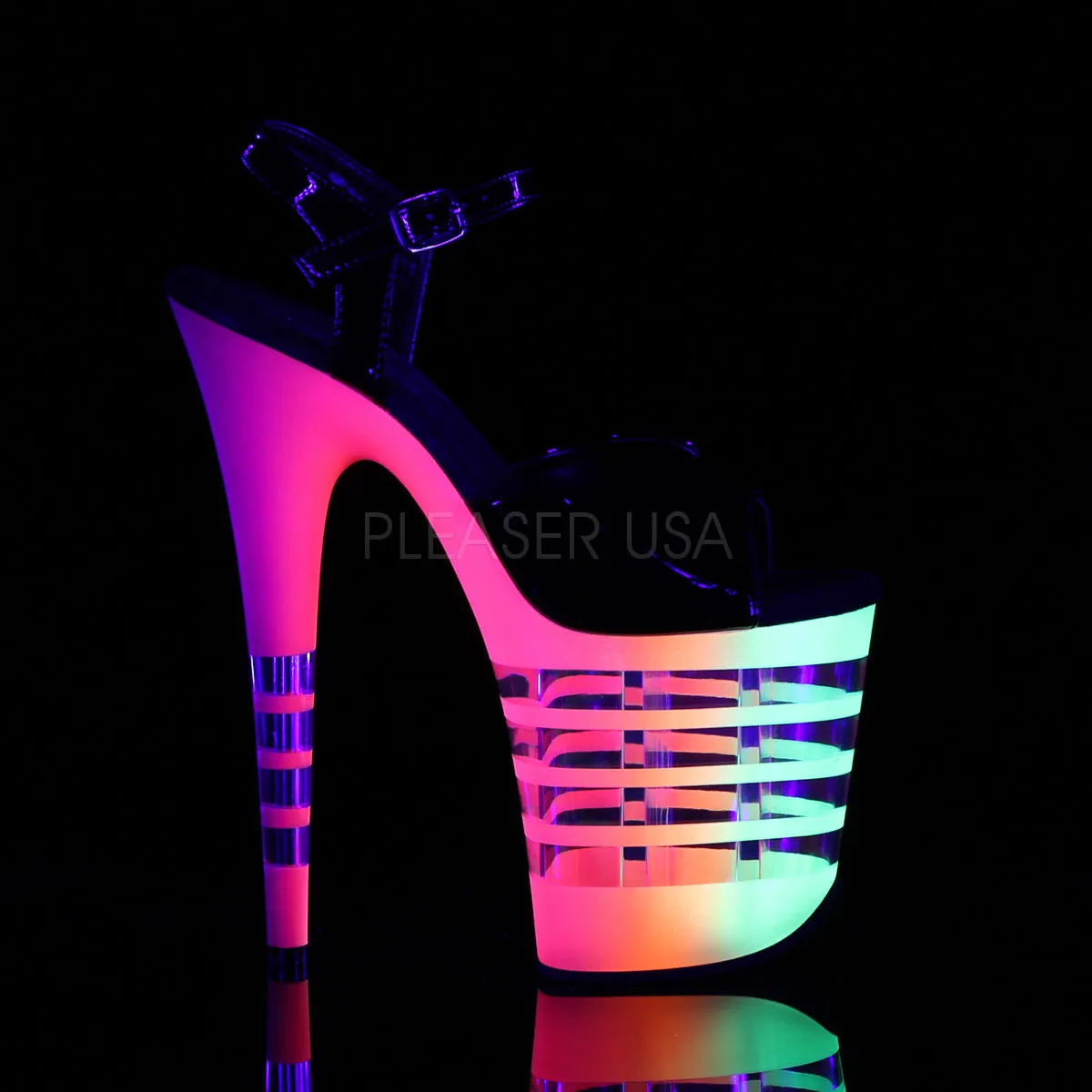FLAMINGO-809UVLN  Black Patent/Neon Multi