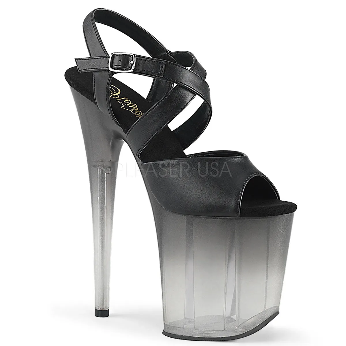 FLAMINGO-822T  Black Faux Leather/Faded Black
