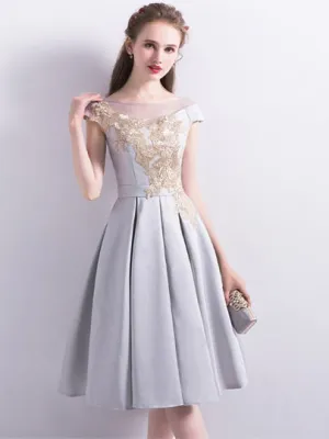 Gary Sashes Cap Sleeves Bateau Homecoming Dress
