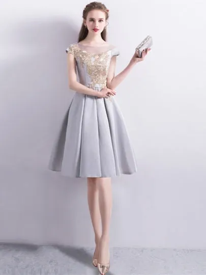 Gary Sashes Cap Sleeves Bateau Homecoming Dress