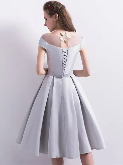 Gary Sashes Cap Sleeves Bateau Homecoming Dress