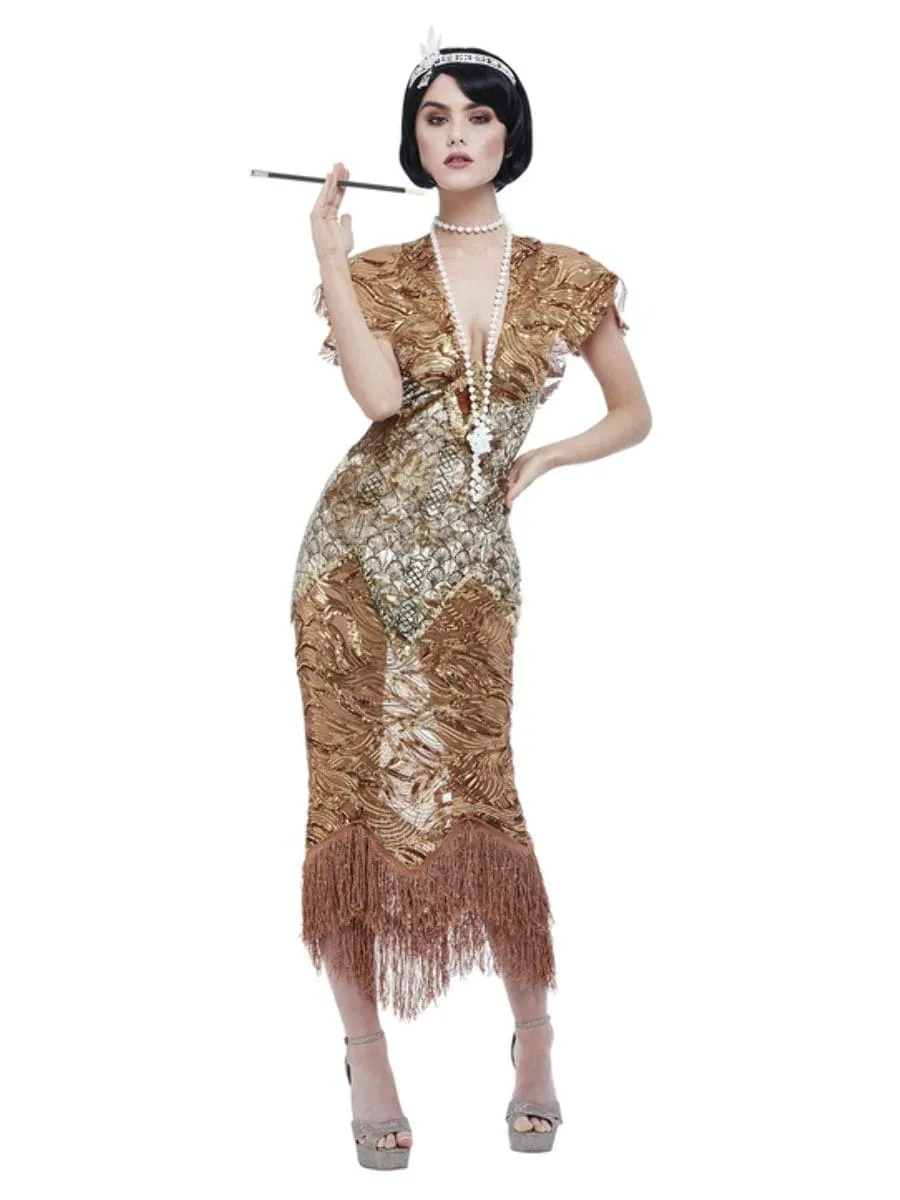 Gatsby Deluxe 20s Sequin Gold Flapper Adult Women's Costume