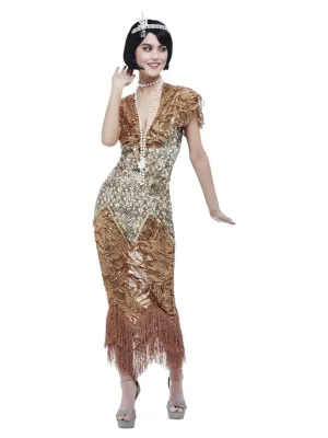 Gatsby Deluxe 20s Sequin Gold Flapper Adult Women's Costume