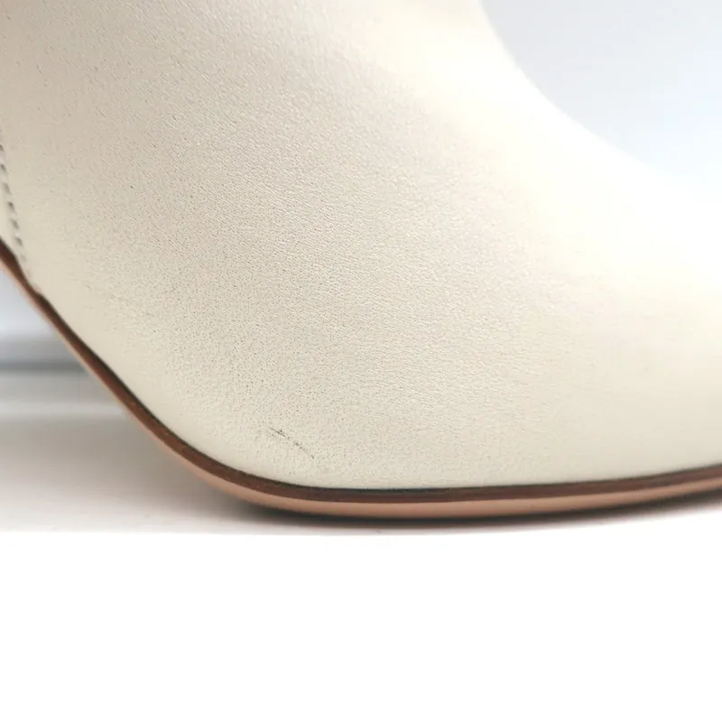 Gianvito Rossi Levy 85 Ankle Boots Cream Leather Size 36.5 Pointed Toe Booties