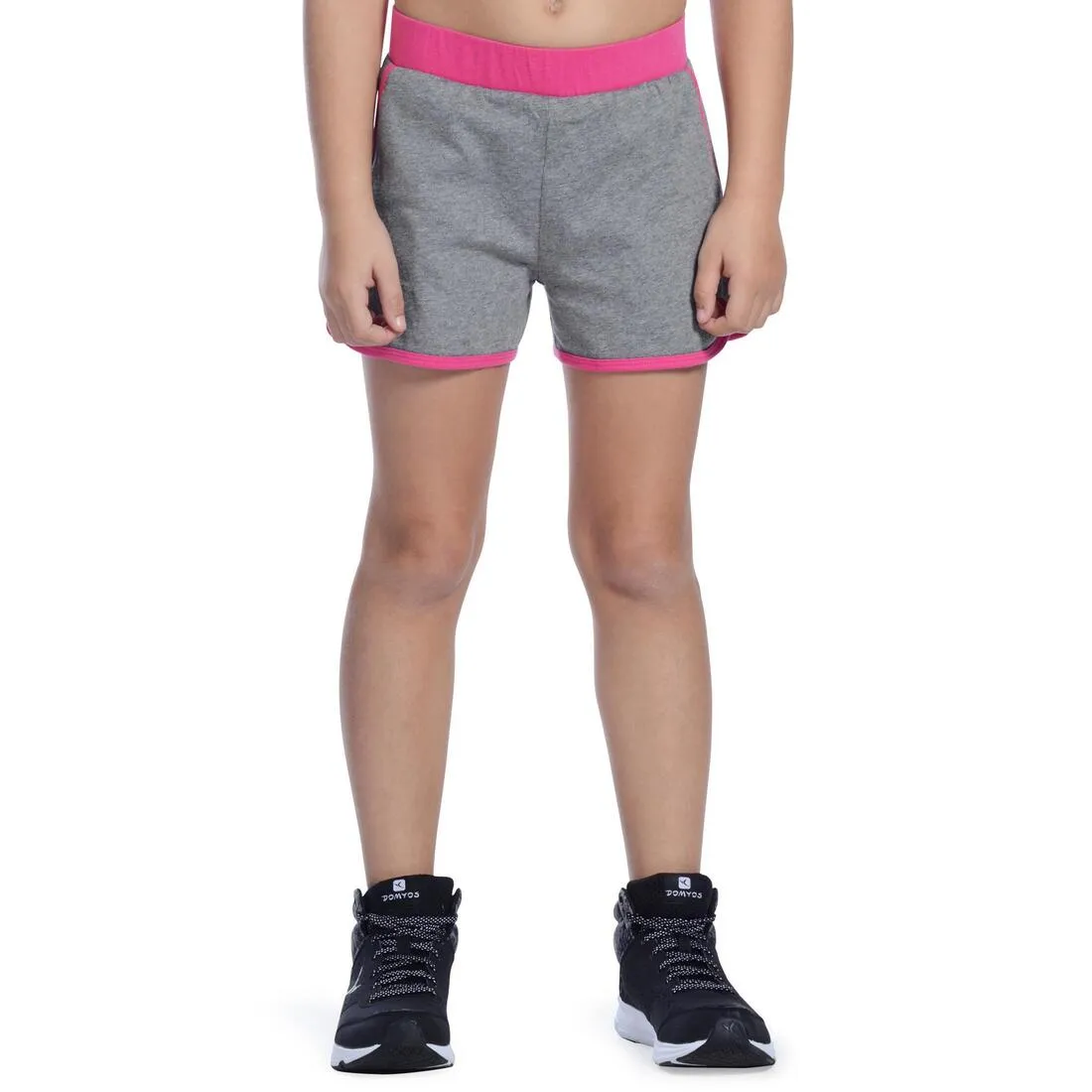 Girls' Gym Shorts - Grey/Pink