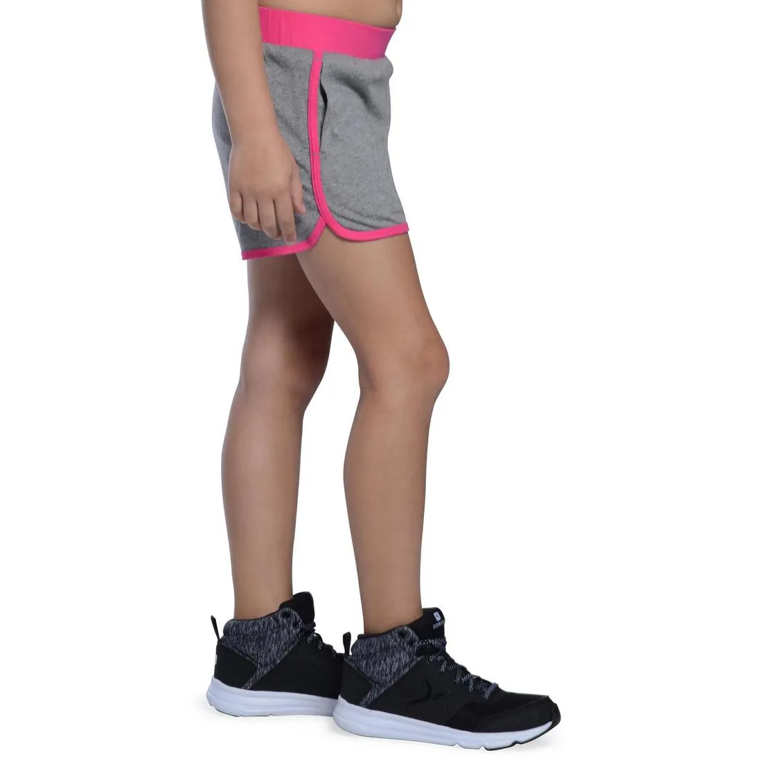 Girls' Gym Shorts - Grey/Pink