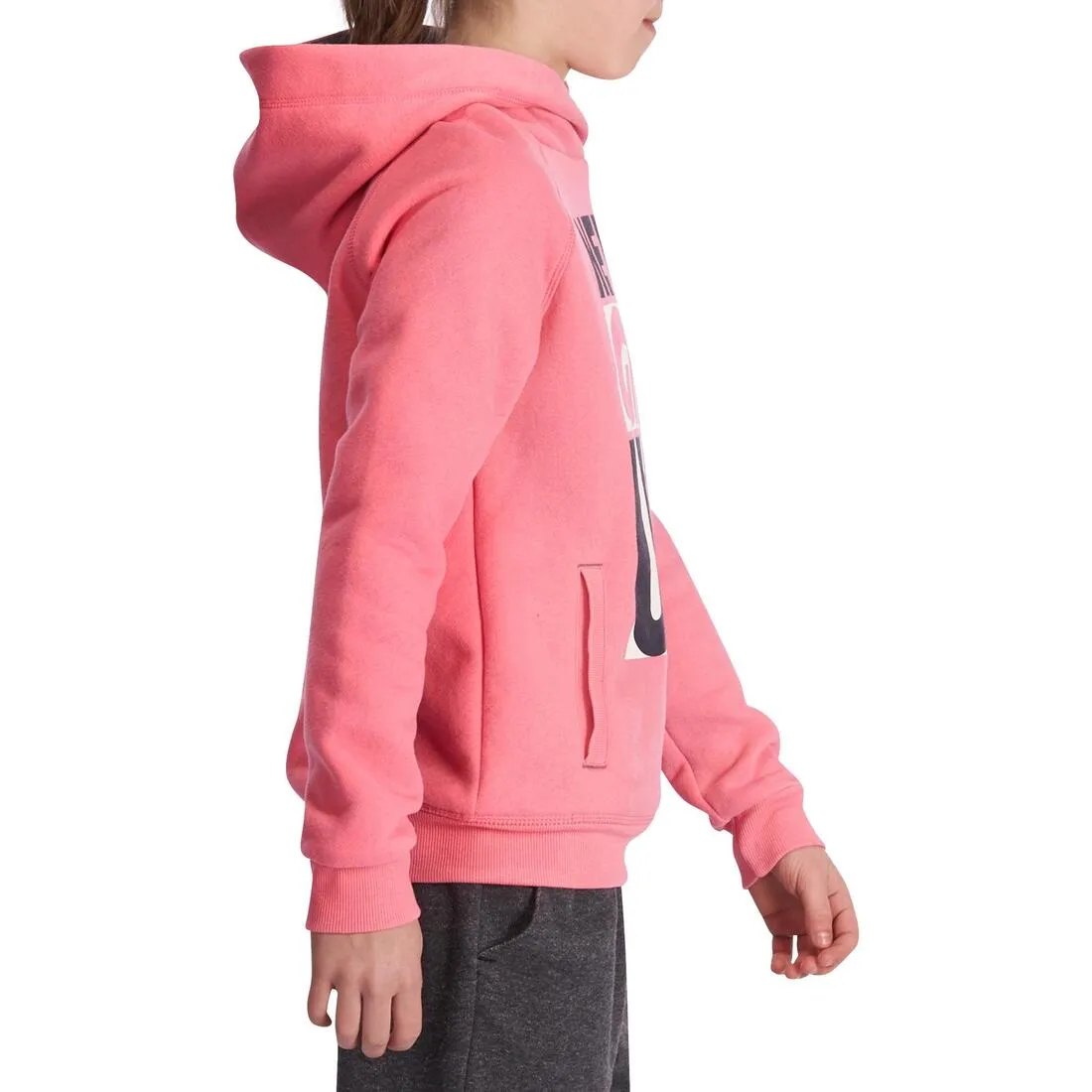 Girls' Warm Zip-Up Hooded Gym Sweatshirt Print