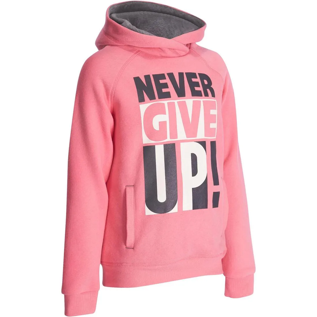 Girls' Warm Zip-Up Hooded Gym Sweatshirt Print