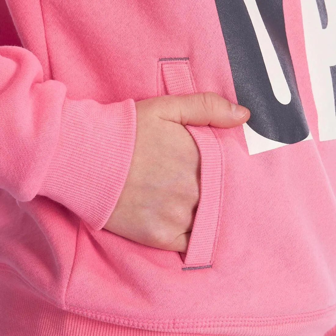 Girls' Warm Zip-Up Hooded Gym Sweatshirt Print
