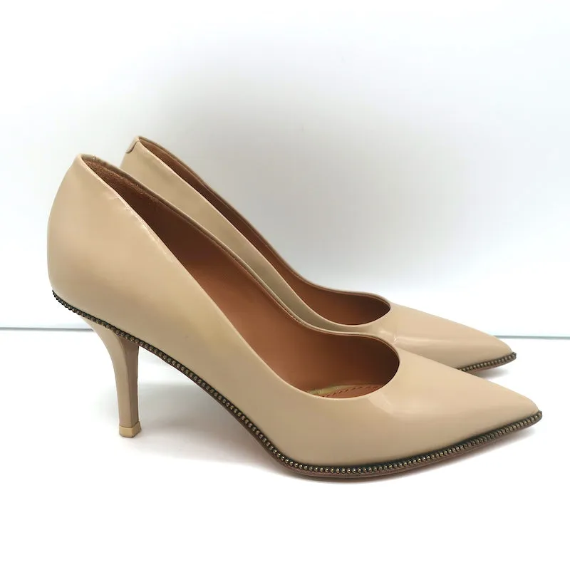 Givenchy Zipper Pumps Beige Patent Leather Size 36 Pointed Toe Heels