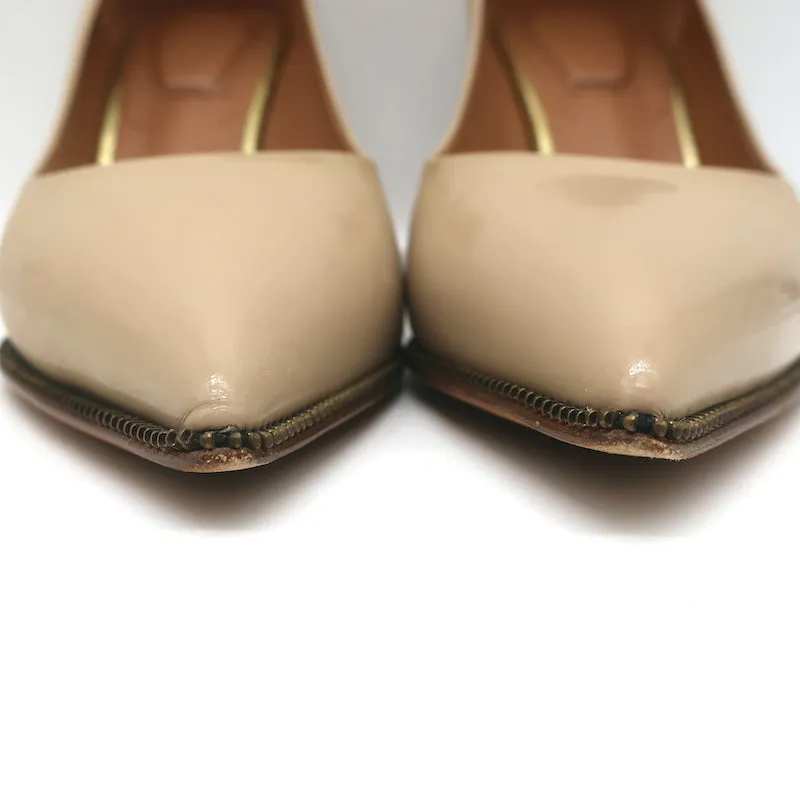 Givenchy Zipper Pumps Beige Patent Leather Size 36 Pointed Toe Heels