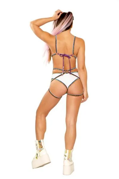 Glitter Elastic Harness Top - Rainbow -