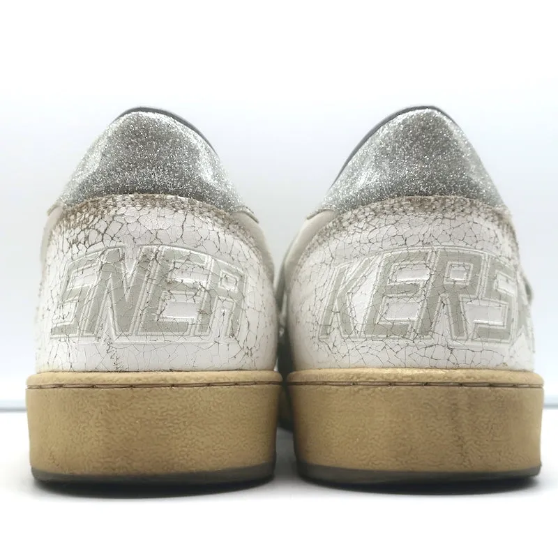 Golden Goose Ballstar Glitter Star Sneakers White Leather Size 38