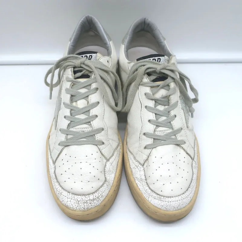 Golden Goose Ballstar Glitter Star Sneakers White Leather Size 38