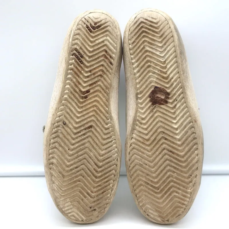 Golden Goose Superstar Low Top Sneakers White Leather & Burgundy Suede Size 38