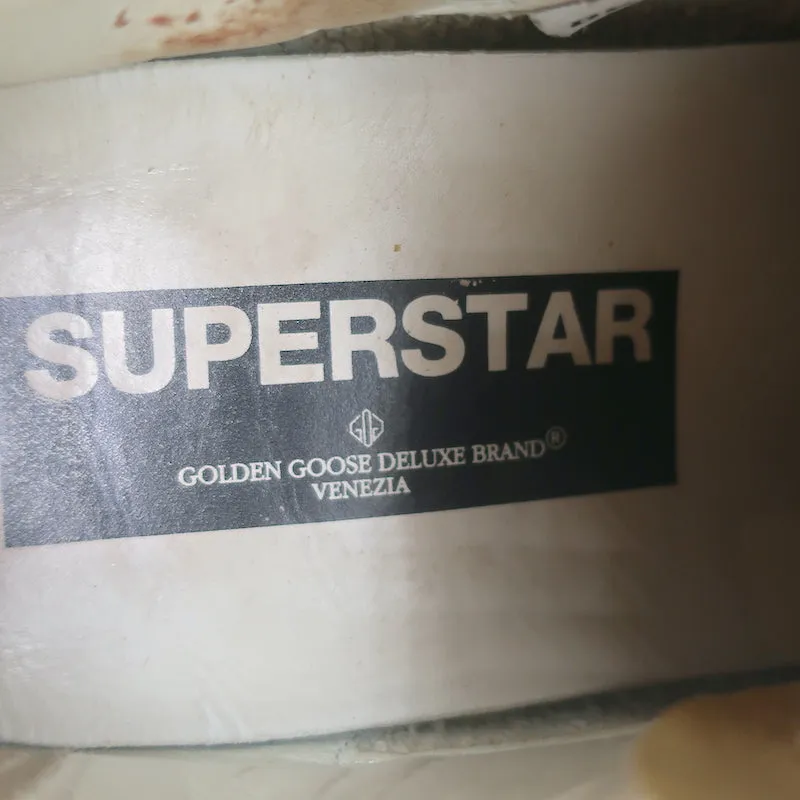 Golden Goose Superstar Low Top Sneakers White Leather & Burgundy Suede Size 38