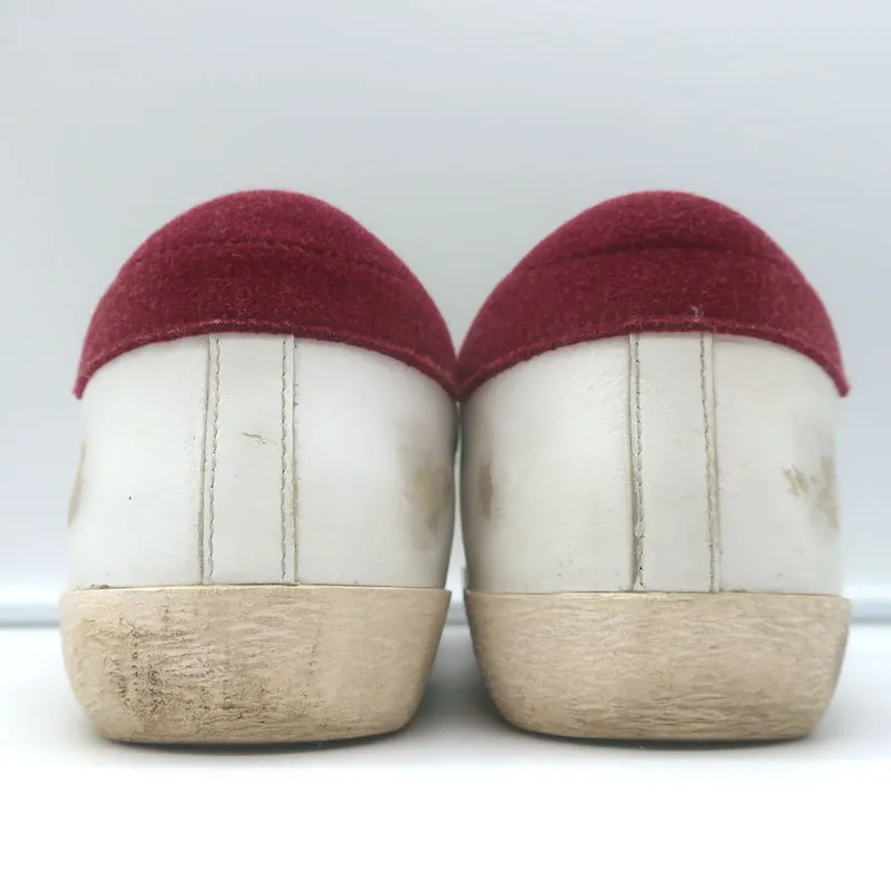 Golden Goose Superstar Low Top Sneakers White Leather & Burgundy Suede Size 38