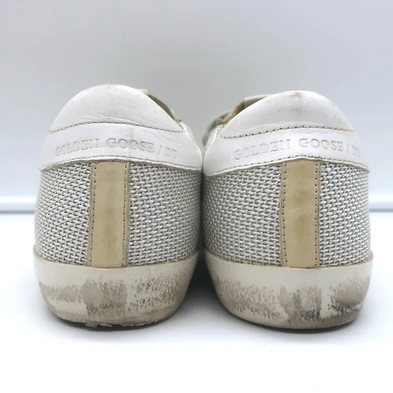 Golden Goose Superstar Net Low Top Sneakers Light Silver & Cream Leather Size 36
