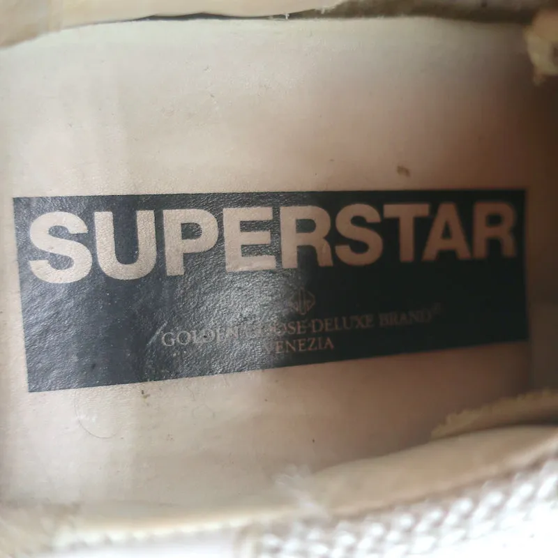 Golden Goose Superstar Net Low Top Sneakers Light Silver & Cream Leather Size 36