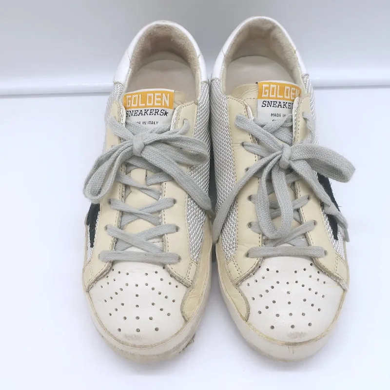 Golden Goose Superstar Net Low Top Sneakers Light Silver & Cream Leather Size 36