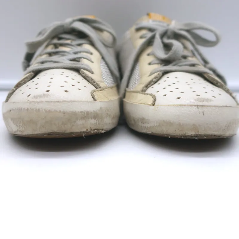 Golden Goose Superstar Net Low Top Sneakers Light Silver & Cream Leather Size 36