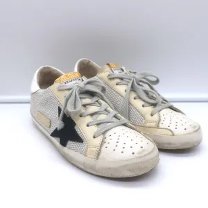 Golden Goose Superstar Net Low Top Sneakers Light Silver & Cream Leather Size 36
