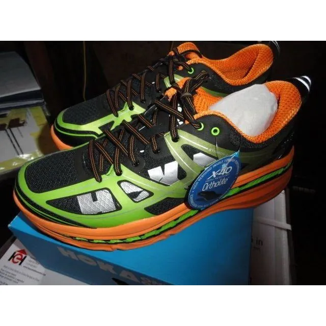 Hoka One One Mens Stinson 3 ATR Shoes 1008326 Bright Green / Persimmon 12.5