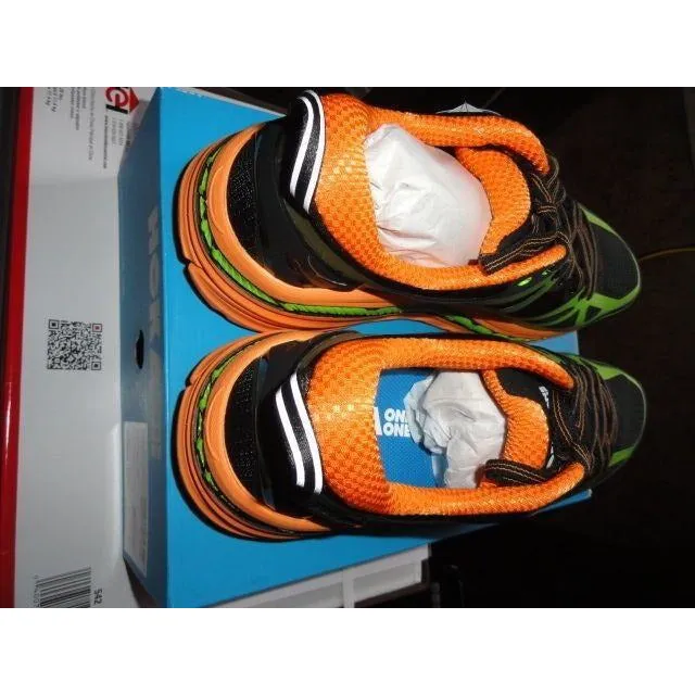 Hoka One One Mens Stinson 3 ATR Shoes 1008326 Bright Green / Persimmon 12.5