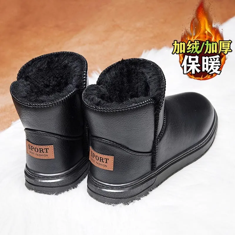 INSTOCK-winter velvet thickened short barrel cotton shoes leather