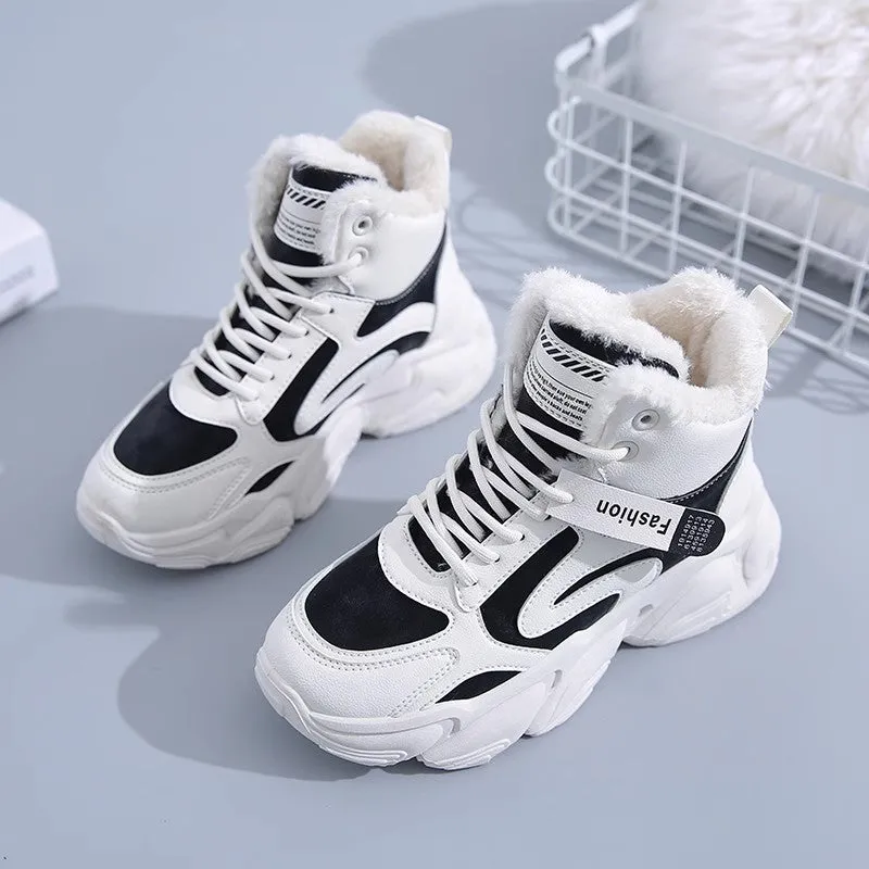 INSTOCK-winter velvet thickened short barrel cotton shoes leather