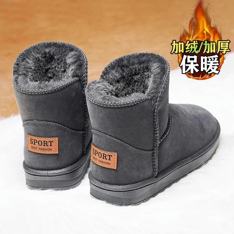 INSTOCK-winter velvet thickened short barrel cotton shoes leather