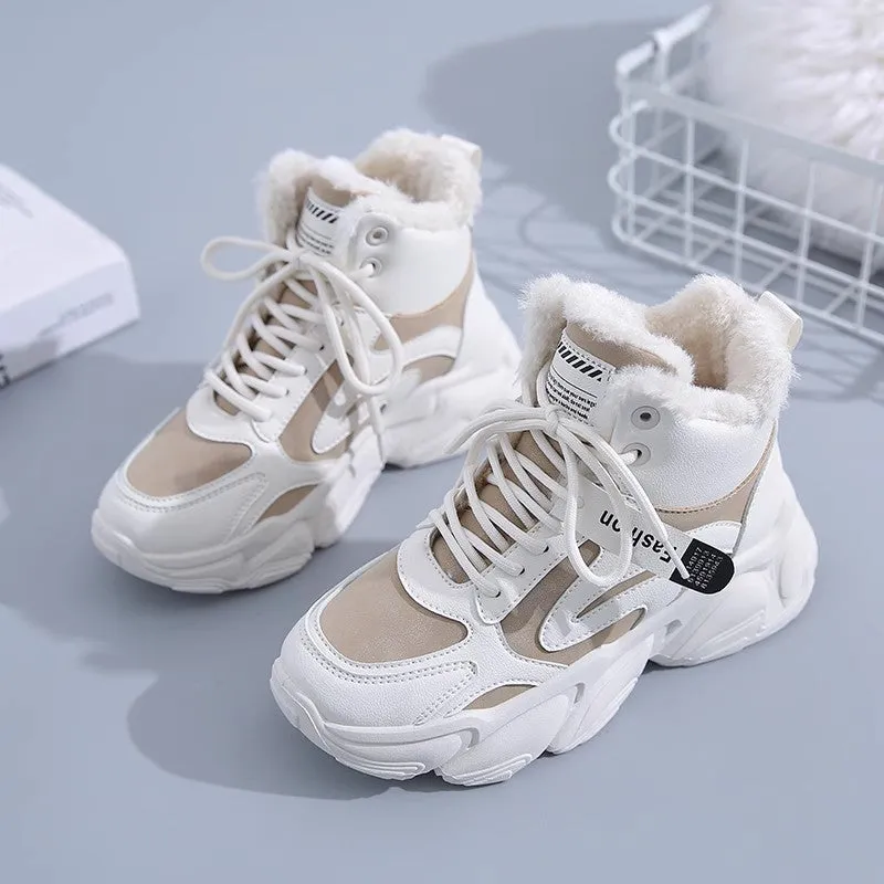 INSTOCK-winter velvet thickened short barrel cotton shoes leather