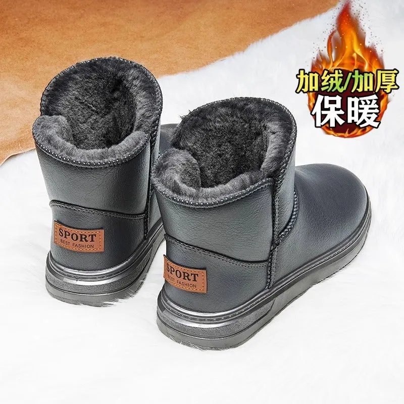 INSTOCK-winter velvet thickened short barrel cotton shoes leather