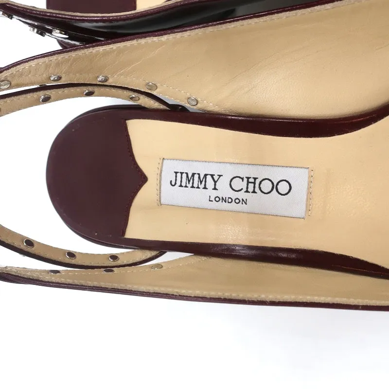 Jimmy Choo Studded Ankle Strap Pumps Daniela Wine Spazzalatto Leather Size 42