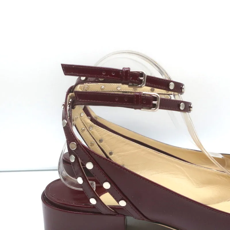 Jimmy Choo Studded Ankle Strap Pumps Daniela Wine Spazzalatto Leather Size 42