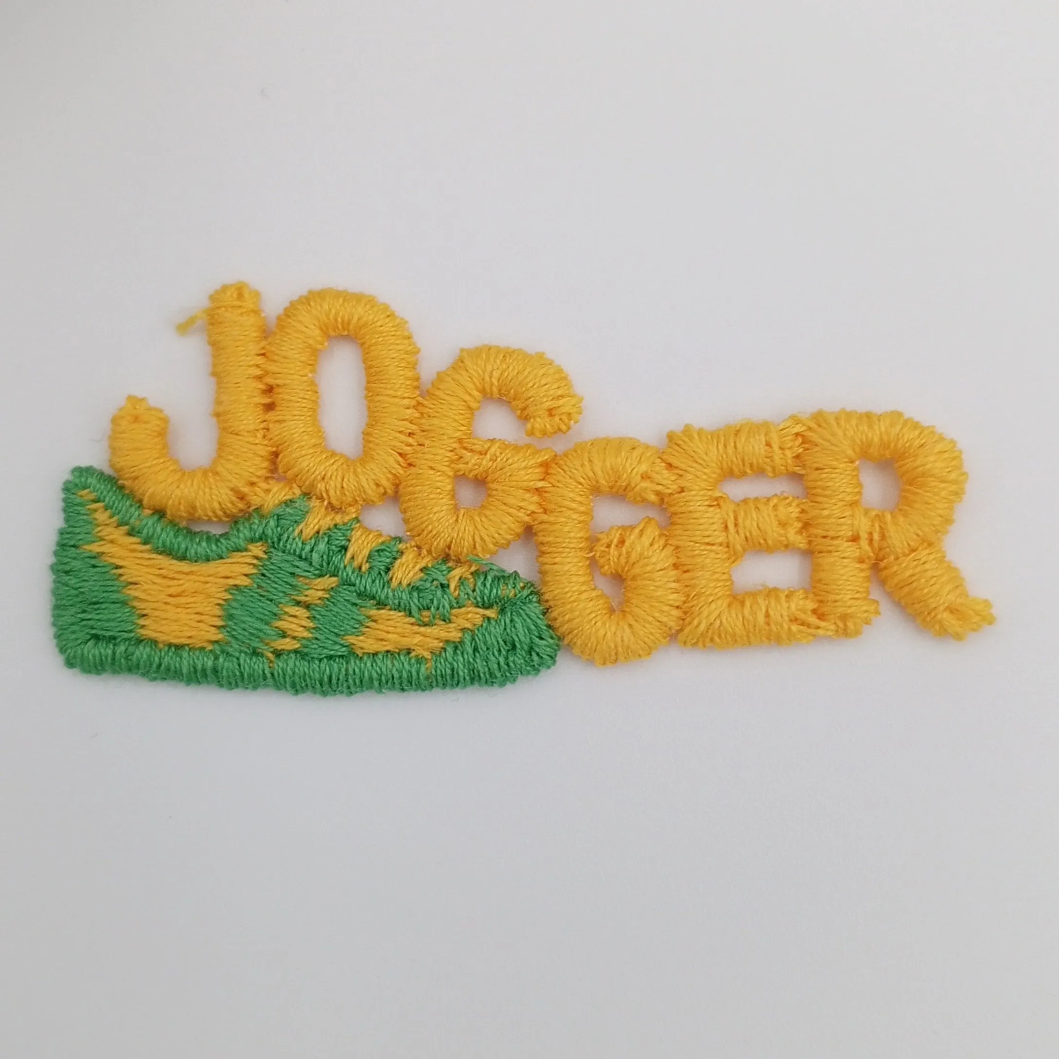 JOGGER sneaker shoe Vintage Applique Green yellow running shoe Embroidered Sewing Athletes Patch for Running Enthusiasts Retro Vibe #803