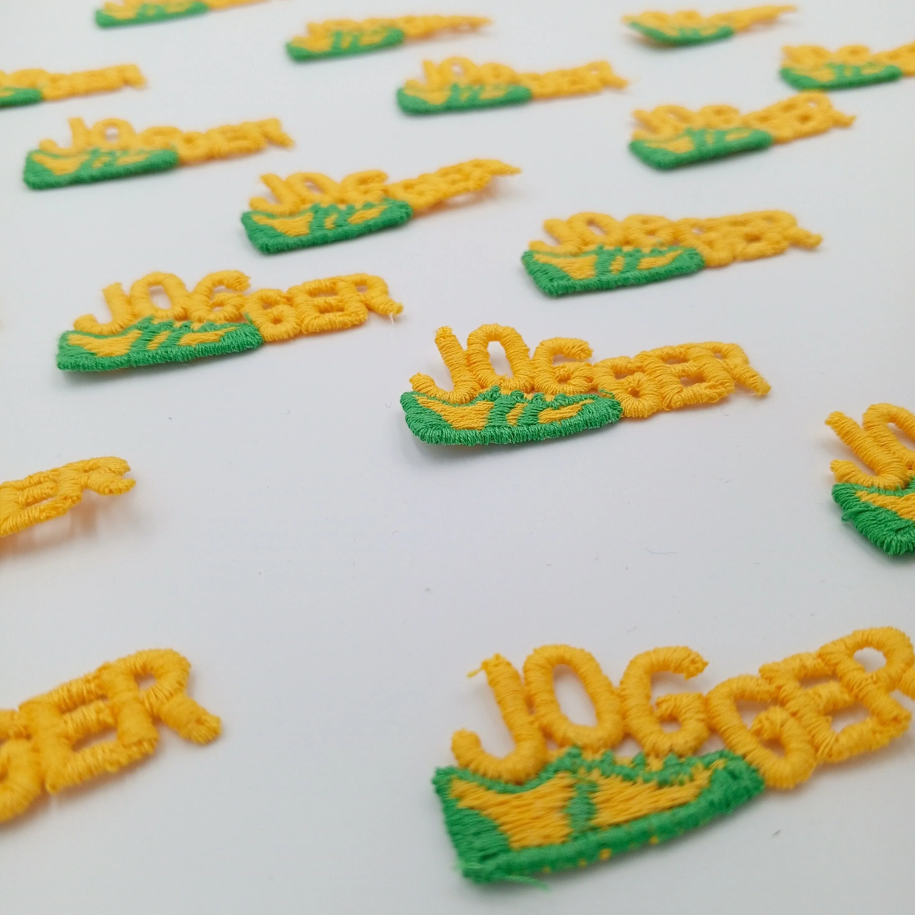 JOGGER sneaker shoe Vintage Applique Green yellow running shoe Embroidered Sewing Athletes Patch for Running Enthusiasts Retro Vibe #803