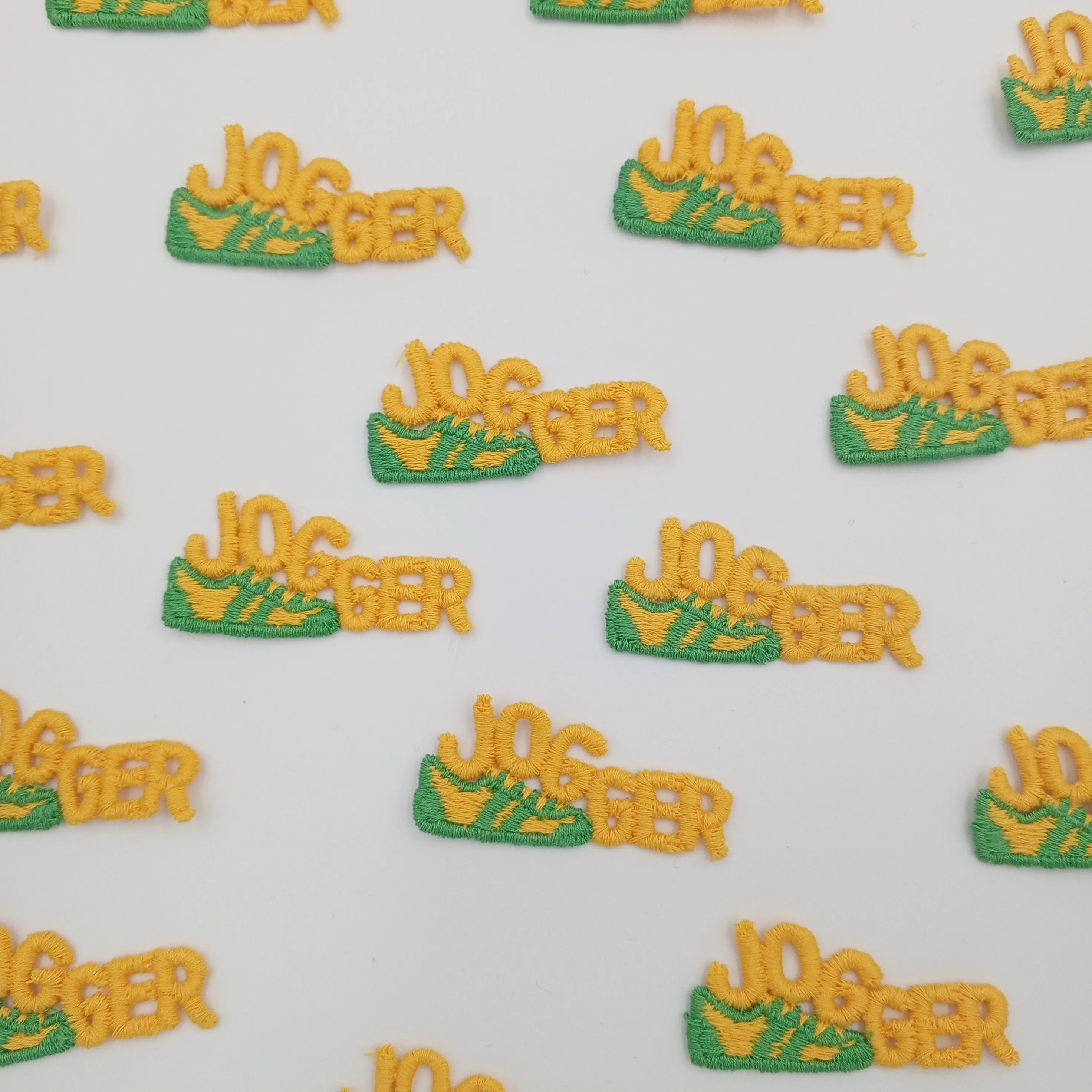 JOGGER sneaker shoe Vintage Applique Green yellow running shoe Embroidered Sewing Athletes Patch for Running Enthusiasts Retro Vibe #803