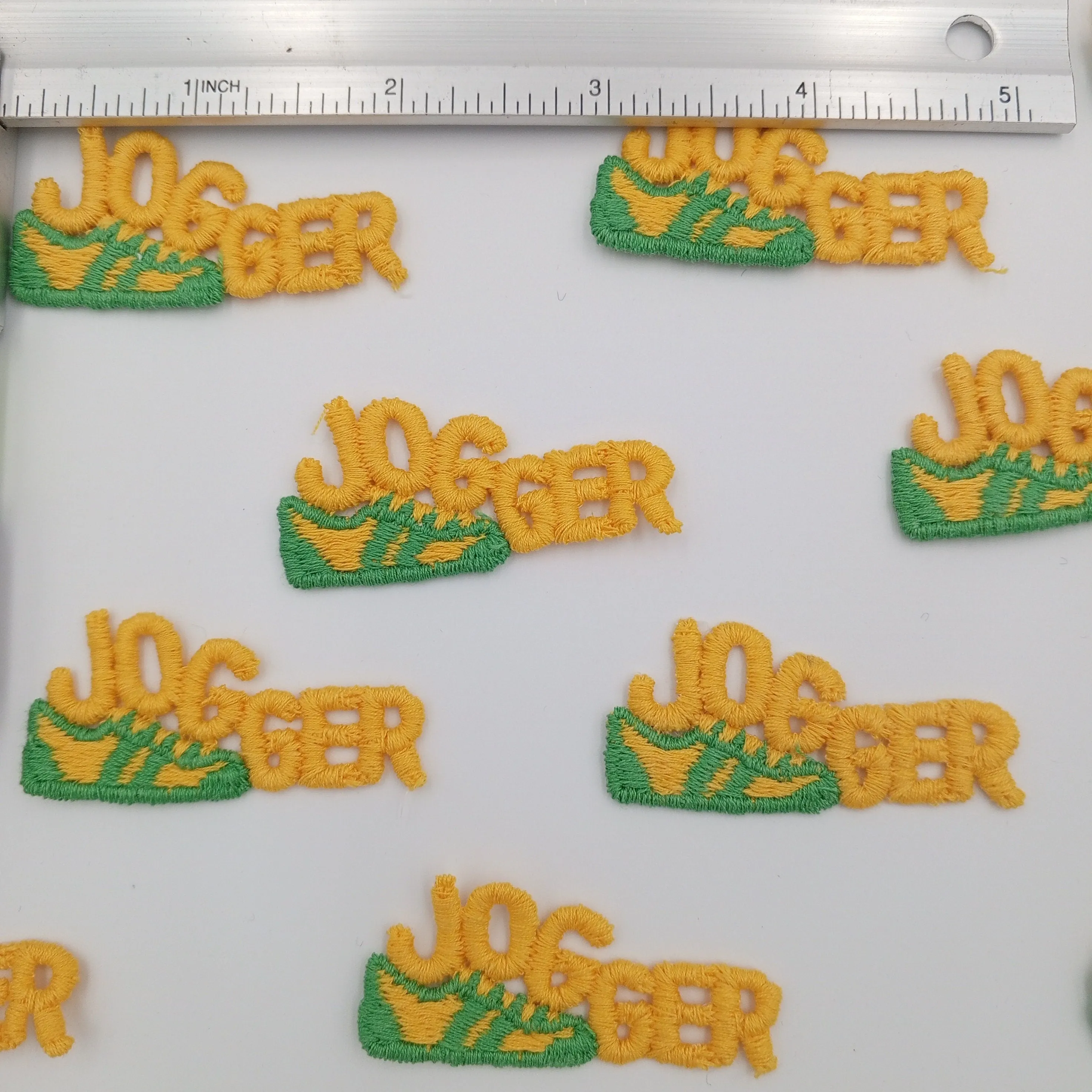 JOGGER sneaker shoe Vintage Applique Green yellow running shoe Embroidered Sewing Athletes Patch for Running Enthusiasts Retro Vibe #803