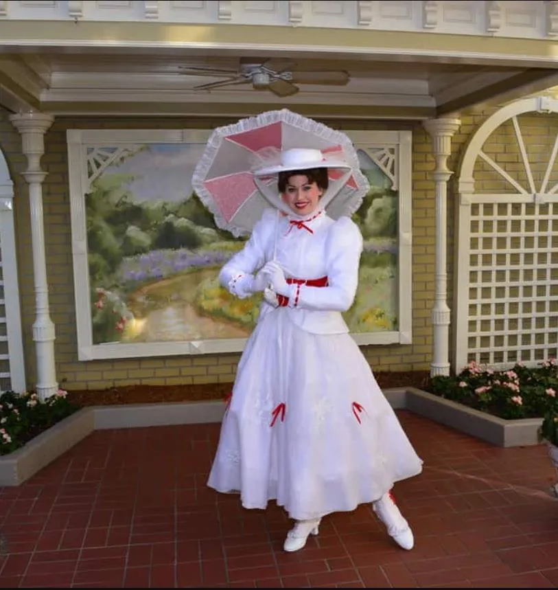 Julie Andrews As Mary Poppins Fancy Dress Holiday Dance Costume White Outfit for Women in Mary Poppins