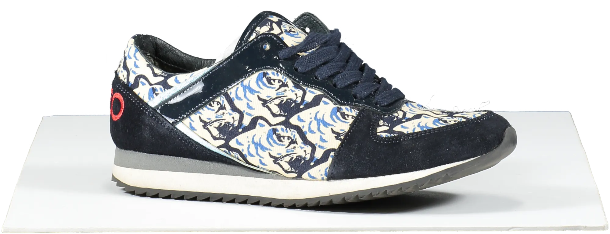 Kenzo Blue Crosta Navy Tiger Print Suede Trainers UK 4 EU 37 👠
